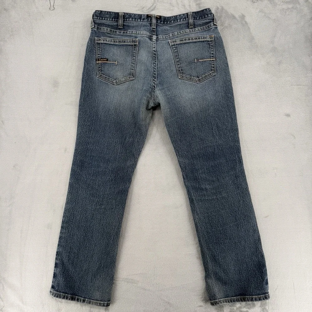 Ariat Rebar M4 Jeans Mens Size 35/32 Relaxed Boot Blue Denim Work Pants Stretch